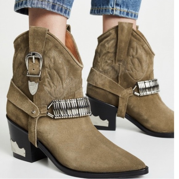TOGA Pulla Shoes - TOGA PULLA Harness Suede Cowboy Boots 40